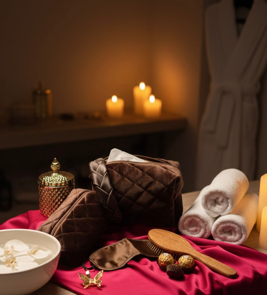 OdeSiu Velvet & Silk Cosmetic Bag – Chocolate