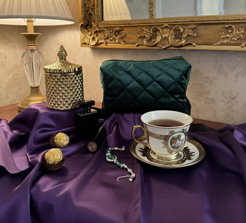 OdeSiu Velvet & Silk Cosmetic Bag – Emerald Green