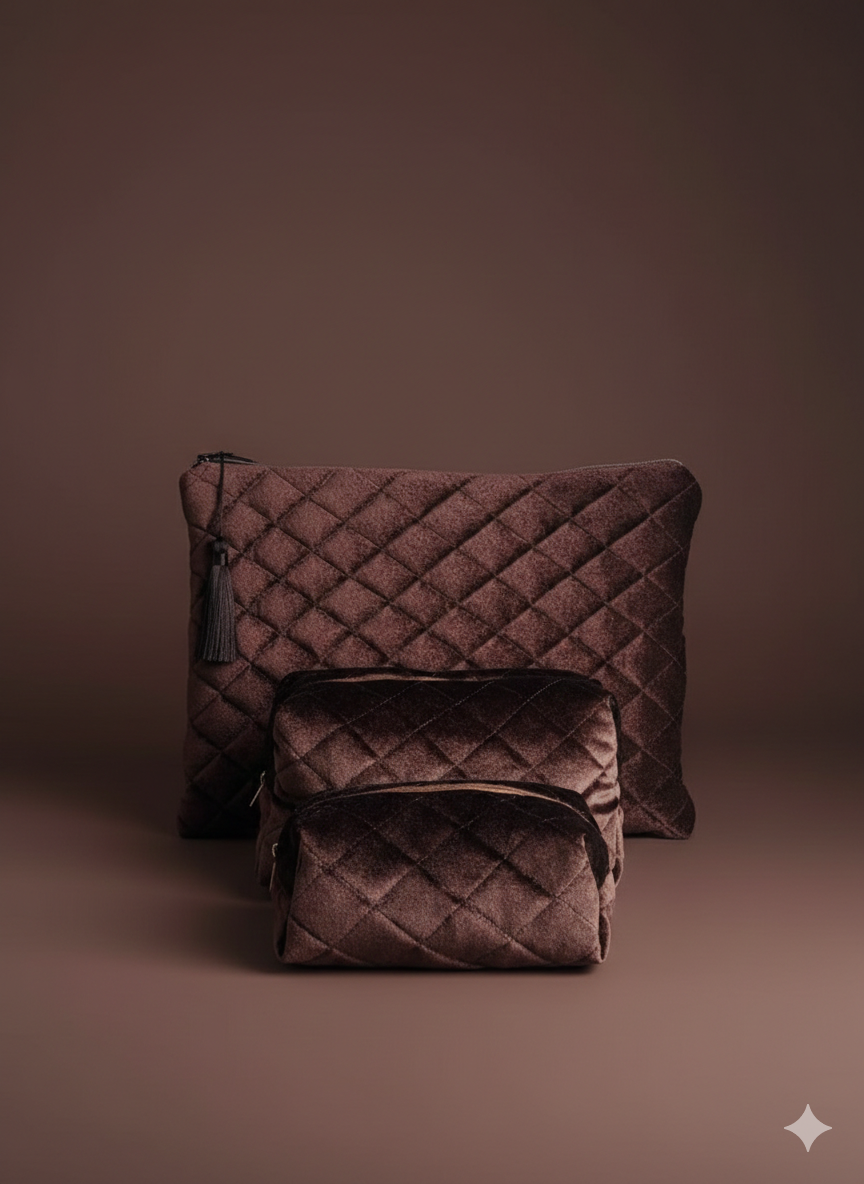 OdeSiu Velvet & Silk Cosmetic Bag – Chocolate