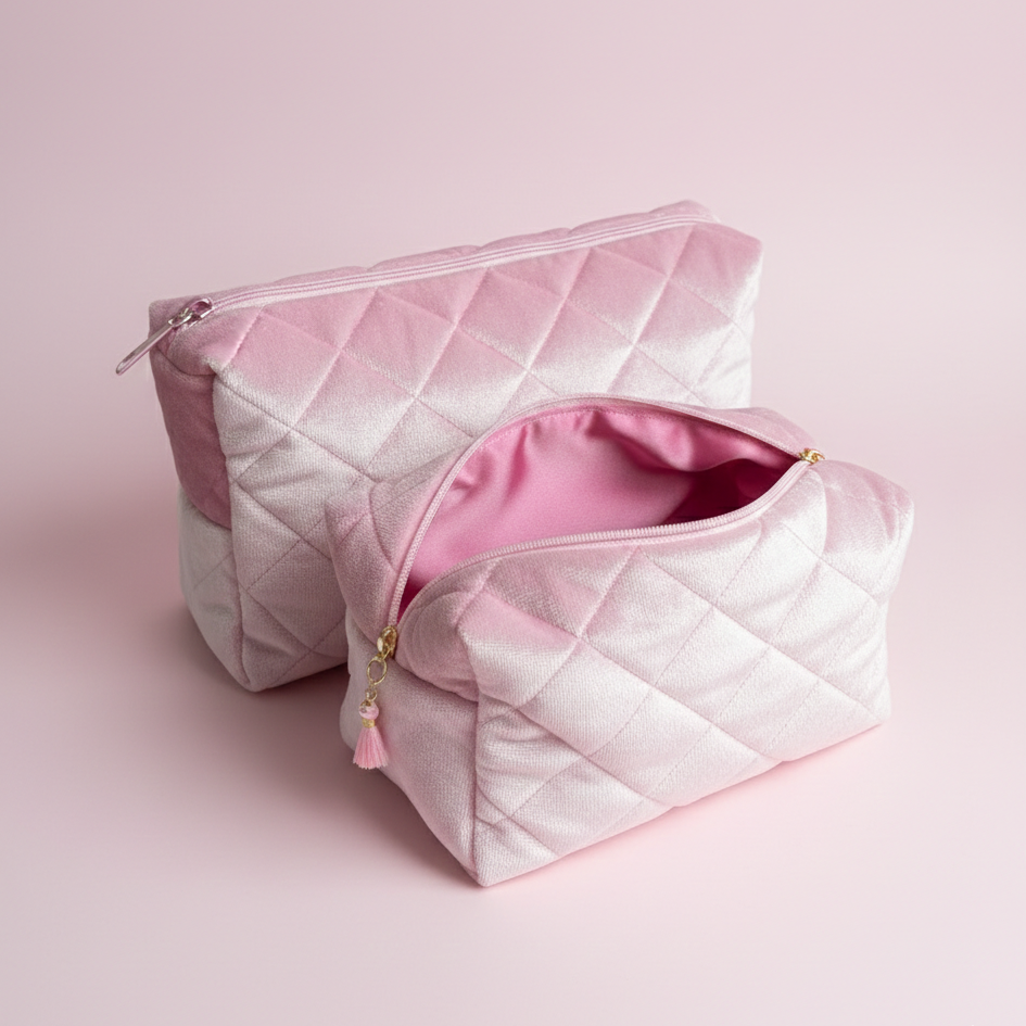 OdeSiu Velvet & Silk Cosmetic Bag – Pearl