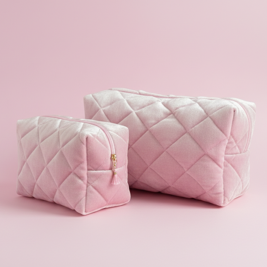 OdeSiu Velvet & Silk Cosmetic Bag – Pearl