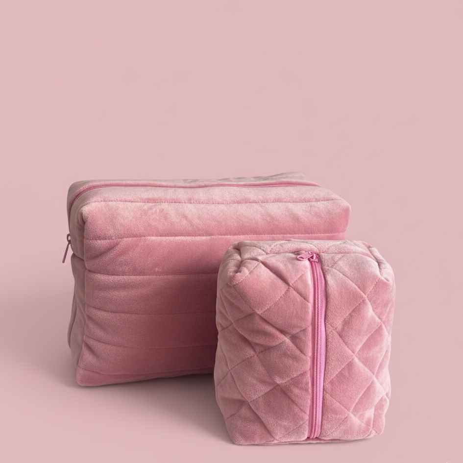 OdeSiu Velvet & Silk Cosmetic Bag – Rose