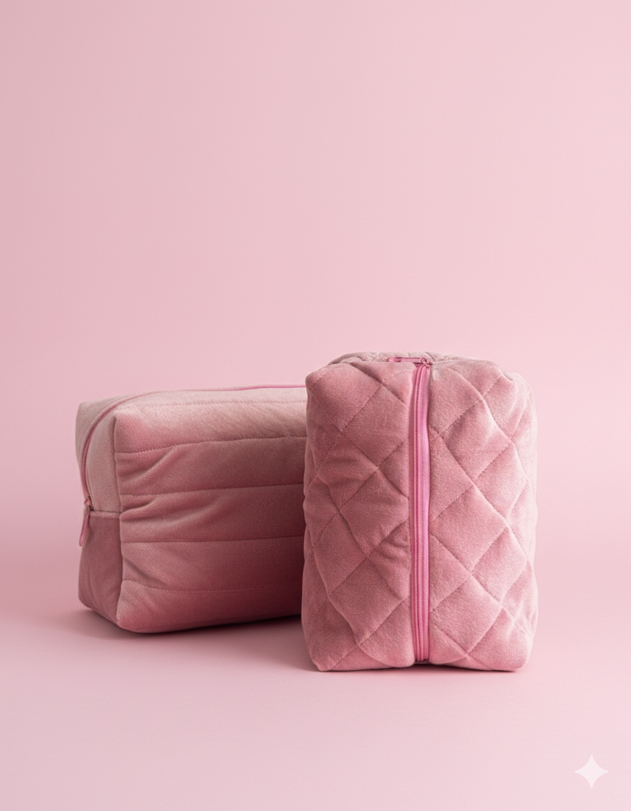 OdeSiu Velvet & Silk Cosmetic Bag – Rose